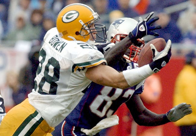 Bowen's first career INT, off the man drafted one spot after him.